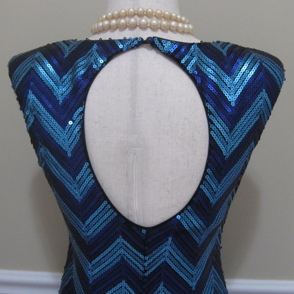 Sequin Party Dress sz S - M Aqua Blue Purple Stretch Mini - Picture 6 of 10